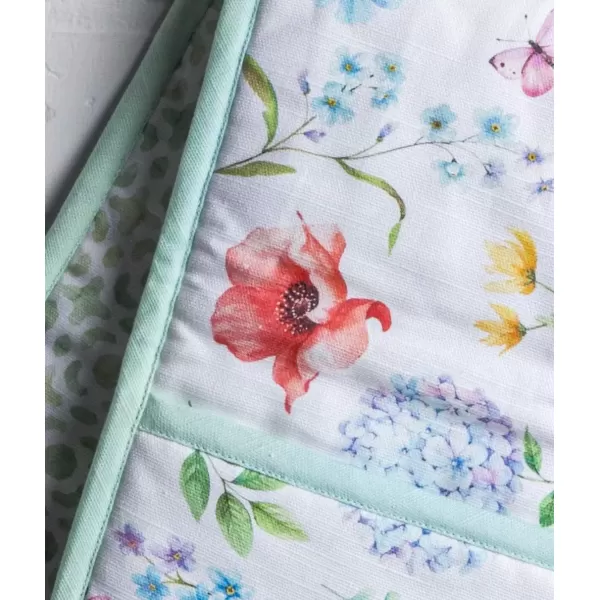 imageMaison d Hermine Double Oven Gloves 100 Cotton Double Oven Mitt Heat Resistant BBQ Cooking Gloves with Loop Grilling Handling Hot Pans Colmar  SpringSummer 7quotx35quot14  Just Floral