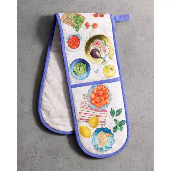 imageMaison d Hermine Double Oven Gloves 100 Cotton Double Oven Mitt Heat Resistant BBQ Cooking Gloves with Loop Grilling Handling Hot Pans Colmar  SpringSummer 7quotx35quot43  Gourmand