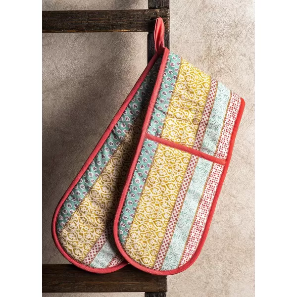 imageMaison d Hermine Double Oven Gloves 100 Cotton Double Oven Mitt Heat Resistant BBQ Cooking Gloves with Loop Grilling Handling Hot Pans Colmar  SpringSummer 7quotx35quot13  Provence