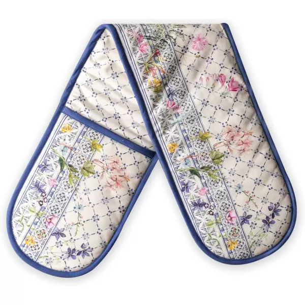 imageMaison d Hermine Double Oven Gloves 100 Cotton Double Oven Mitt Heat Resistant BBQ Cooking Gloves with Loop Grilling Handling Hot Pans Colmar  SpringSummer 7quotx35quot8  Faience