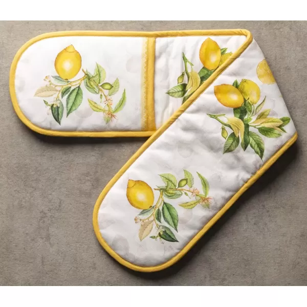 imageMaison d Hermine Double Oven Gloves 100 Cotton Double Oven Mitt Heat Resistant BBQ Cooking Gloves with Loop Grilling Handling Hot Pans Colmar  SpringSummer 7quotx35quot3  Limoncello