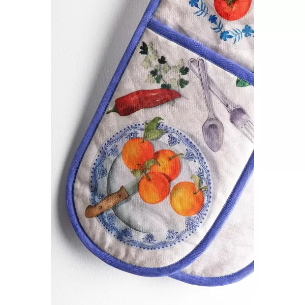 imageMaison d Hermine Double Oven Gloves 100 Cotton Double Oven Mitt Heat Resistant BBQ Cooking Gloves with Loop Grilling Handling Hot Pans Colmar  SpringSummer 7quotx35quot43  Gourmand