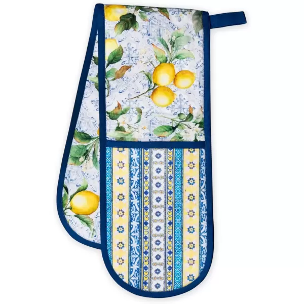 imageMaison d Hermine Double Oven Gloves 100 Cotton Double Oven Mitt Heat Resistant BBQ Cooking Gloves with Loop Grilling Handling Hot Pans Colmar  SpringSummer 7quotx35quotCitrus
