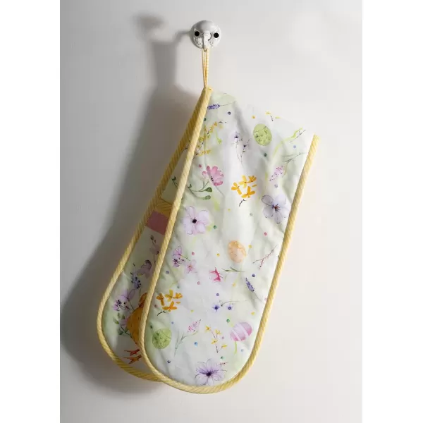 imageMaison d Hermine Double Oven Gloves 100 Cotton Double Oven Mitt Heat Resistant BBQ Cooking Gloves with Loop Grilling Handling Hot Pans Colmar  SpringSummer 7quotx35quotEaster Zest