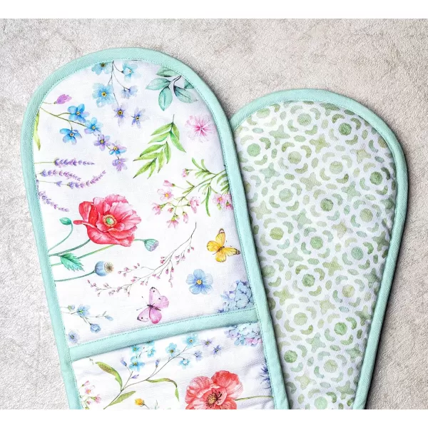 imageMaison d Hermine Double Oven Gloves 100 Cotton Double Oven Mitt Heat Resistant BBQ Cooking Gloves with Loop Grilling Handling Hot Pans Colmar  SpringSummer 7quotx35quot14  Just Floral