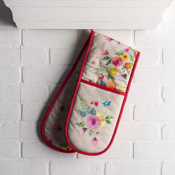 imageMaison d Hermine Double Oven Gloves 100 Cotton Double Oven Mitt Heat Resistant BBQ Cooking Gloves with Loop Grilling Handling Hot Pans Colmar  SpringSummer 7quotx35quot21  Jardin Dete  Fog