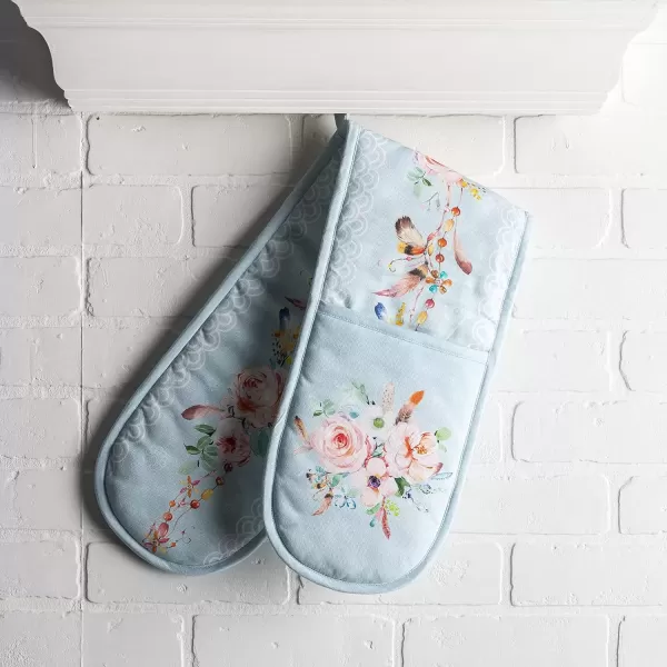 imageMaison d Hermine Double Oven Gloves 100 Cotton Double Oven Mitt Heat Resistant BBQ Cooking Gloves with Loop Grilling Handling Hot Pans Colmar  SpringSummer 7quotx35quot47  Ibiza