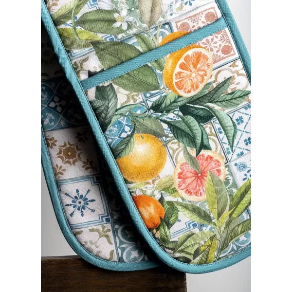 imageMaison d Hermine Double Oven Gloves 100 Cotton Double Oven Mitt Heat Resistant BBQ Cooking Gloves with Loop Grilling Handling Hot Pans Colmar  SpringSummer 7quotx35quot12  Agrume