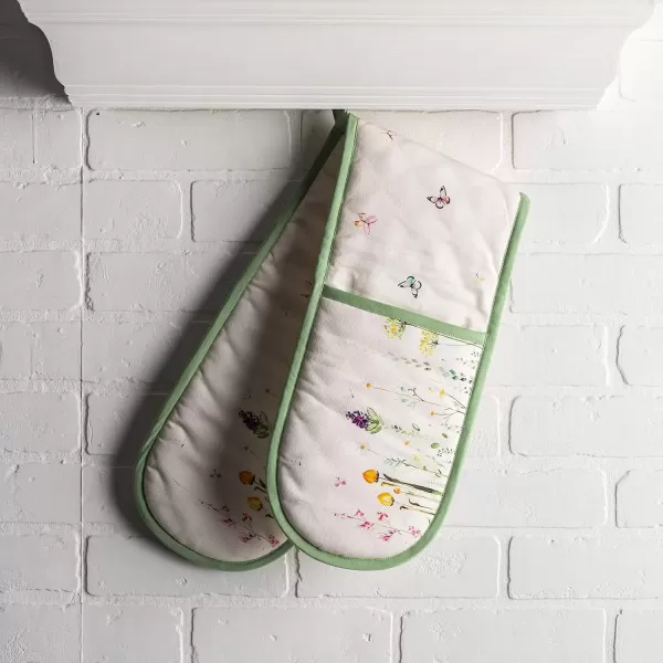 imageMaison d Hermine Double Oven Gloves 100 Cotton Double Oven Mitt Heat Resistant BBQ Cooking Gloves with Loop Grilling Handling Hot Pans Colmar  SpringSummer 7quotx35quot7  Botanical Fresh