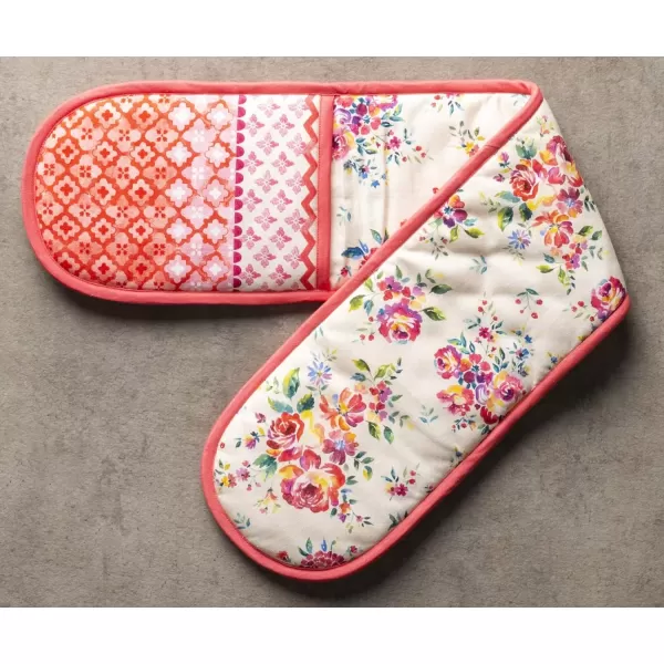 imageMaison d Hermine Double Oven Gloves 100 Cotton Double Oven Mitt Heat Resistant BBQ Cooking Gloves with Loop Grilling Handling Hot Pans Colmar  SpringSummer 7quotx35quot38  Rose Garden