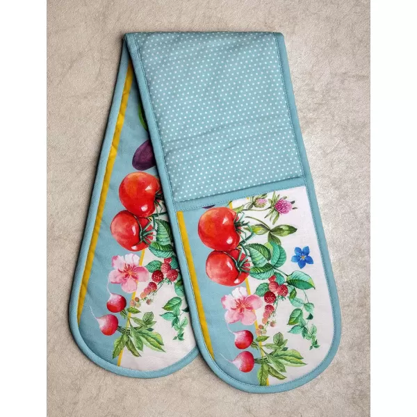 imageMaison d Hermine Double Oven Gloves 100 Cotton Double Oven Mitt Heat Resistant BBQ Cooking Gloves with Loop Grilling Handling Hot Pans Colmar  SpringSummer 7quotx35quot30  Giverny