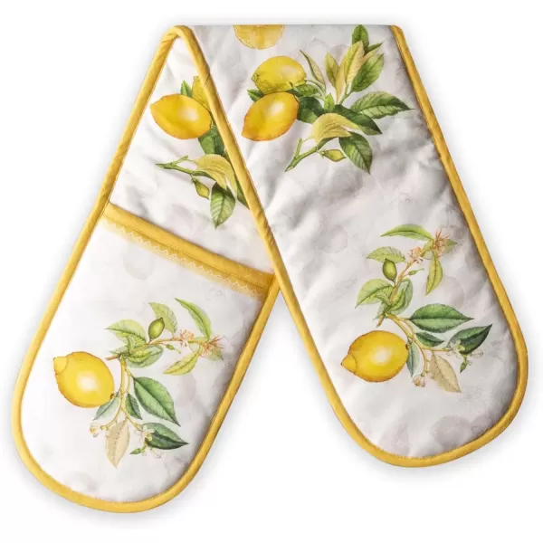 imageMaison d Hermine Double Oven Gloves 100 Cotton Double Oven Mitt Heat Resistant BBQ Cooking Gloves with Loop Grilling Handling Hot Pans Colmar  SpringSummer 7quotx35quot3  Limoncello