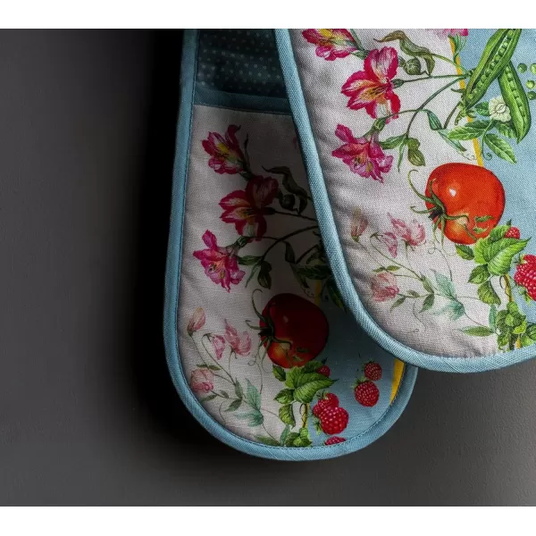 imageMaison d Hermine Double Oven Gloves 100 Cotton Double Oven Mitt Heat Resistant BBQ Cooking Gloves with Loop Grilling Handling Hot Pans Colmar  SpringSummer 7quotx35quot30  Giverny