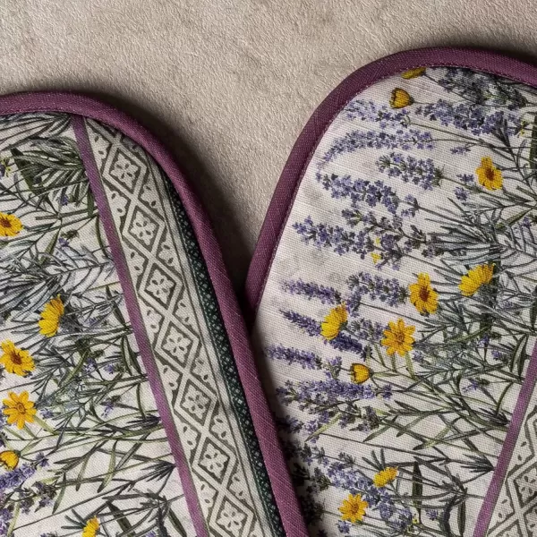 imageMaison d Hermine Double Oven Gloves 100 Cotton Double Oven Mitt Heat Resistant BBQ Cooking Gloves with Loop Grilling Handling Hot Pans Colmar  SpringSummer 7quotx35quot15  Fanny Lavender