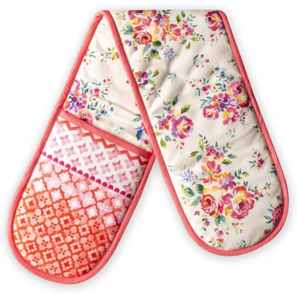 imageMaison d Hermine Double Oven Gloves 100 Cotton Double Oven Mitt Heat Resistant BBQ Cooking Gloves with Loop Grilling Handling Hot Pans Colmar  SpringSummer 7quotx35quot38  Rose Garden