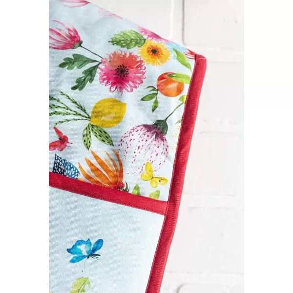 imageMaison d Hermine Double Oven Gloves 100 Cotton Double Oven Mitt Heat Resistant BBQ Cooking Gloves with Loop Grilling Handling Hot Pans Colmar  SpringSummer 7quotx35quot32  Jardin Dete  Mint