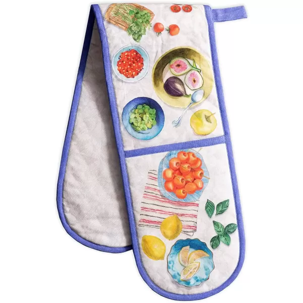 imageMaison d Hermine Double Oven Gloves 100 Cotton Double Oven Mitt Heat Resistant BBQ Cooking Gloves with Loop Grilling Handling Hot Pans Colmar  SpringSummer 7quotx35quot43  Gourmand