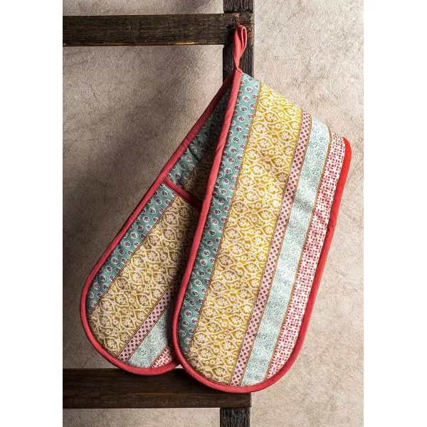 imageMaison d Hermine Double Oven Gloves 100 Cotton Double Oven Mitt Heat Resistant BBQ Cooking Gloves with Loop Grilling Handling Hot Pans Colmar  SpringSummer 7quotx35quot13  Provence