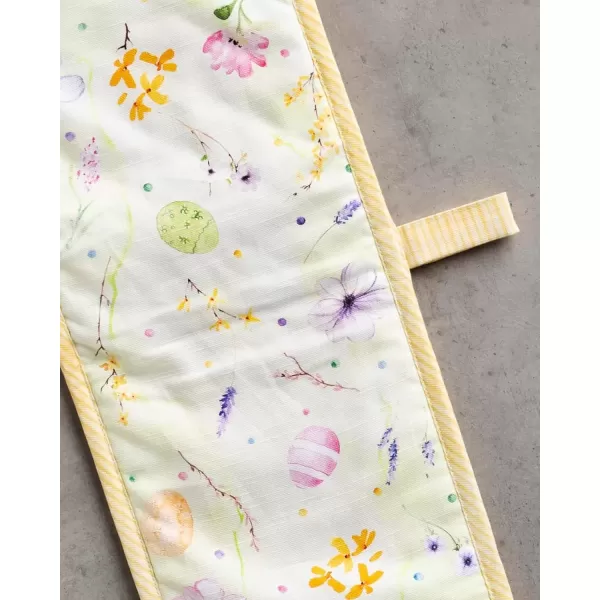 imageMaison d Hermine Double Oven Gloves 100 Cotton Double Oven Mitt Heat Resistant BBQ Cooking Gloves with Loop Grilling Handling Hot Pans Colmar  SpringSummer 7quotx35quotEaster Zest