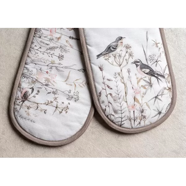 imageMaison d Hermine Double Oven Gloves 100 Cotton Double Oven Mitt Heat Resistant BBQ Cooking Gloves with Loop Grilling Handling Hot Pans Colmar  SpringSummer 7quotx35quot31  Meadow Florals  Brown