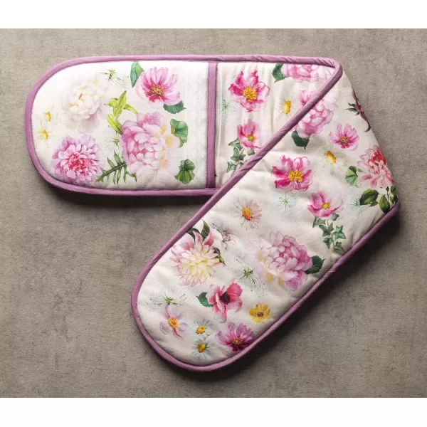 imageMaison d Hermine Double Oven Gloves 100 Cotton Double Oven Mitt Heat Resistant BBQ Cooking Gloves with Loop Grilling Handling Hot Pans Colmar  SpringSummer 7quotx35quot40  Pivoine