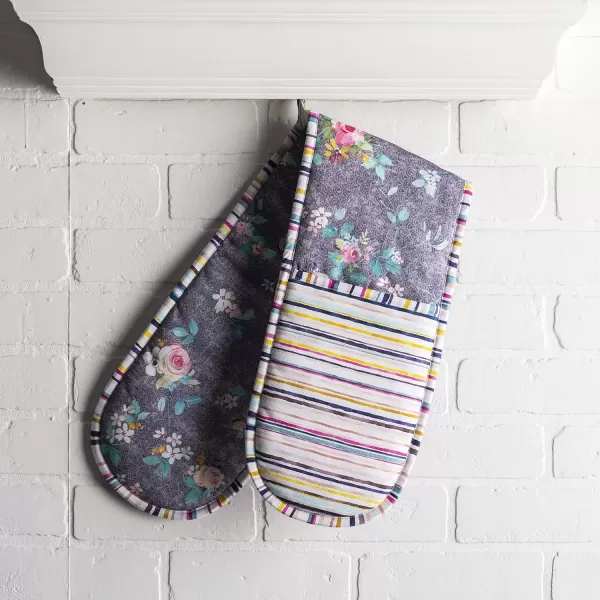 imageMaison d Hermine Double Oven Gloves 100 Cotton Double Oven Mitt Heat Resistant BBQ Cooking Gloves with Loop Grilling Handling Hot Pans Colmar  SpringSummer 7quotx35quot22  Sweet Rose Lavender  Lush
