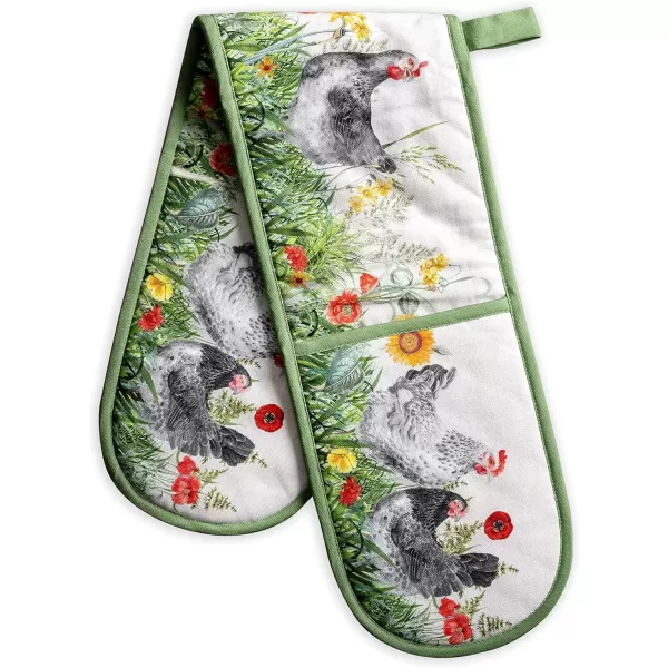 imageMaison d Hermine Double Oven Gloves 100 Cotton Double Oven Mitt Heat Resistant BBQ Cooking Gloves with Loop Grilling Handling Hot Pans Colmar  SpringSummer 7quotx35quot18  Basse Cour