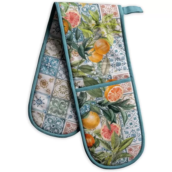 imageMaison d Hermine Double Oven Gloves 100 Cotton Double Oven Mitt Heat Resistant BBQ Cooking Gloves with Loop Grilling Handling Hot Pans Colmar  SpringSummer 7quotx35quot12  Agrume