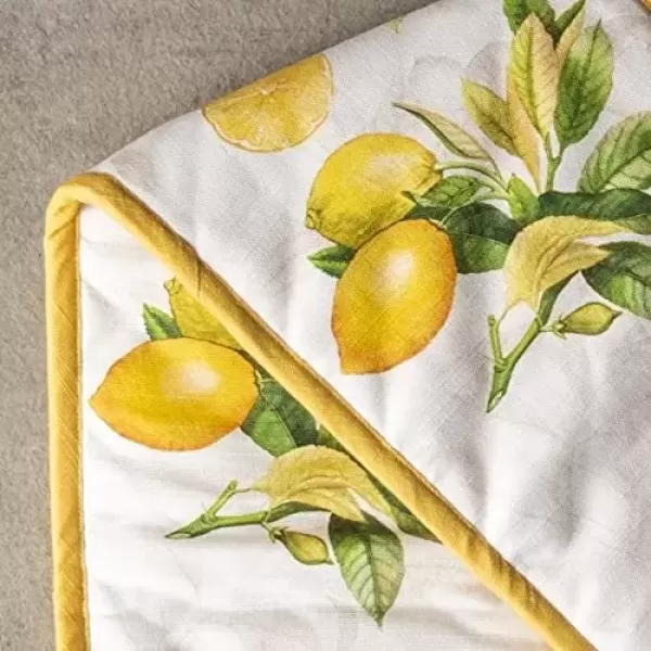 imageMaison d Hermine Double Oven Gloves 100 Cotton Double Oven Mitt Heat Resistant BBQ Cooking Gloves with Loop Grilling Handling Hot Pans Colmar  SpringSummer 7quotx35quot3  Limoncello