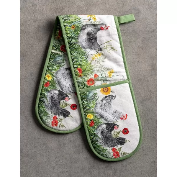 imageMaison d Hermine Double Oven Gloves 100 Cotton Double Oven Mitt Heat Resistant BBQ Cooking Gloves with Loop Grilling Handling Hot Pans Colmar  SpringSummer 7quotx35quot18  Basse Cour