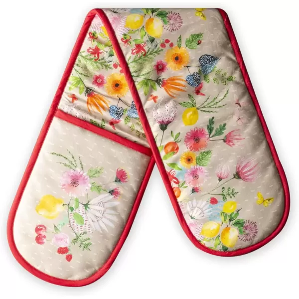 imageMaison d Hermine Double Oven Gloves 100 Cotton Double Oven Mitt Heat Resistant BBQ Cooking Gloves with Loop Grilling Handling Hot Pans Colmar  SpringSummer 7quotx35quot21  Jardin Dete  Fog