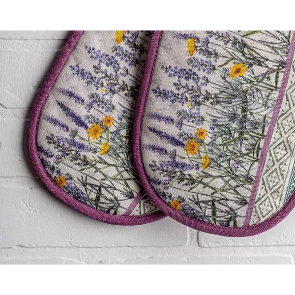 imageMaison d Hermine Double Oven Gloves 100 Cotton Double Oven Mitt Heat Resistant BBQ Cooking Gloves with Loop Grilling Handling Hot Pans Colmar  SpringSummer 7quotx35quot15  Fanny Lavender
