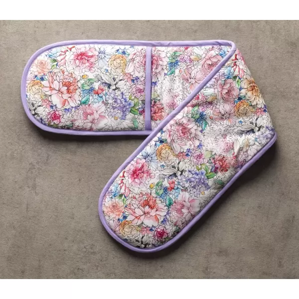 imageMaison d Hermine Double Oven Gloves 100 Cotton Double Oven Mitt Heat Resistant BBQ Cooking Gloves with Loop Grilling Handling Hot Pans Colmar  SpringSummer 7quotx35quot36  Floral Love