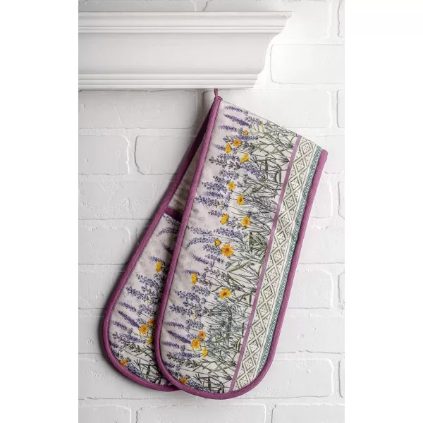 imageMaison d Hermine Double Oven Gloves 100 Cotton Double Oven Mitt Heat Resistant BBQ Cooking Gloves with Loop Grilling Handling Hot Pans Colmar  SpringSummer 7quotx35quot15  Fanny Lavender