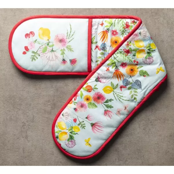 imageMaison d Hermine Double Oven Gloves 100 Cotton Double Oven Mitt Heat Resistant BBQ Cooking Gloves with Loop Grilling Handling Hot Pans Colmar  SpringSummer 7quotx35quot32  Jardin Dete  Mint