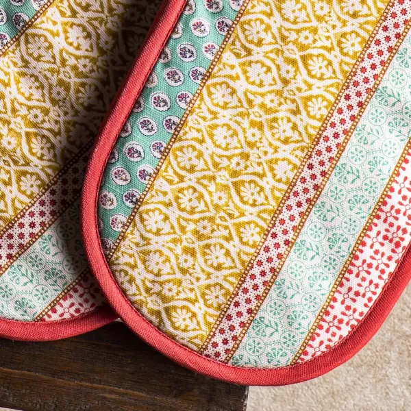 imageMaison d Hermine Double Oven Gloves 100 Cotton Double Oven Mitt Heat Resistant BBQ Cooking Gloves with Loop Grilling Handling Hot Pans Colmar  SpringSummer 7quotx35quot13  Provence