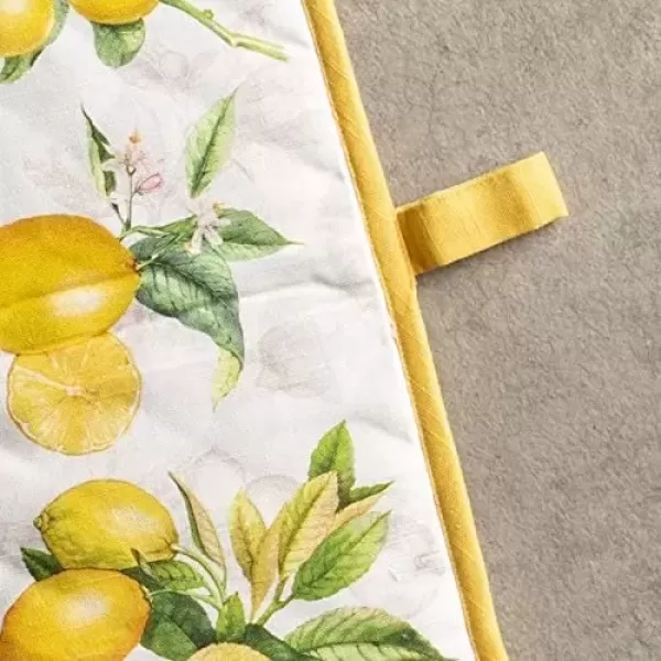 imageMaison d Hermine Double Oven Gloves 100 Cotton Double Oven Mitt Heat Resistant BBQ Cooking Gloves with Loop Grilling Handling Hot Pans Colmar  SpringSummer 7quotx35quot3  Limoncello
