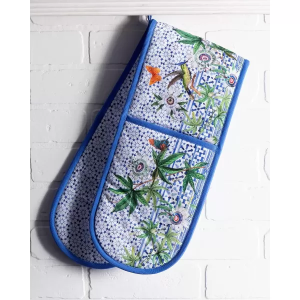 imageMaison d Hermine Double Oven Gloves 100 Cotton Double Oven Mitt Heat Resistant BBQ Cooking Gloves with Loop Grilling Handling Hot Pans Colmar  SpringSummer 7quotx35quot33  Passiflora