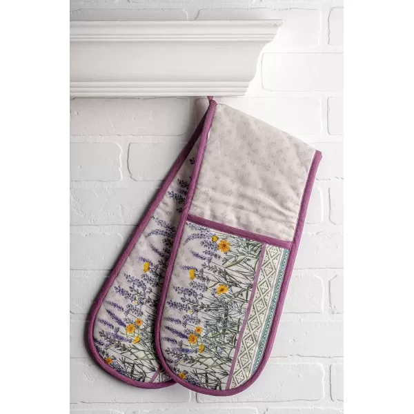 imageMaison d Hermine Double Oven Gloves 100 Cotton Double Oven Mitt Heat Resistant BBQ Cooking Gloves with Loop Grilling Handling Hot Pans Colmar  SpringSummer 7quotx35quot15  Fanny Lavender