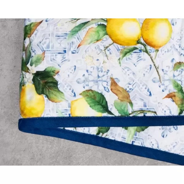 imageMaison d Hermine Double Oven Gloves 100 Cotton Double Oven Mitt Heat Resistant BBQ Cooking Gloves with Loop Grilling Handling Hot Pans Colmar  SpringSummer 7quotx35quotCitrus