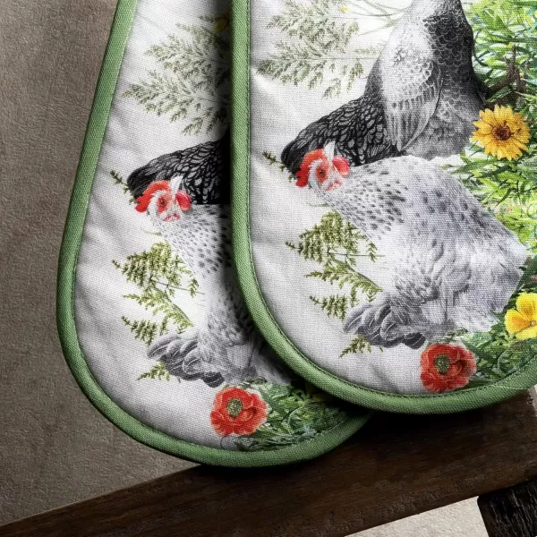imageMaison d Hermine Double Oven Gloves 100 Cotton Double Oven Mitt Heat Resistant BBQ Cooking Gloves with Loop Grilling Handling Hot Pans Colmar  SpringSummer 7quotx35quot18  Basse Cour