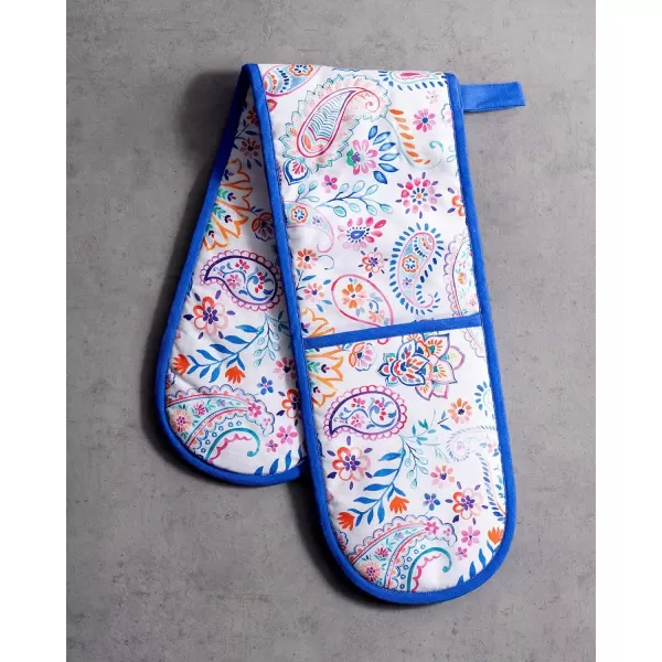 imageMaison d Hermine Double Oven Gloves 100 Cotton Double Oven Mitt Heat Resistant BBQ Cooking Gloves with Loop Grilling Handling Hot Pans Colmar  SpringSummer 7quotx35quot48  Indian Floral