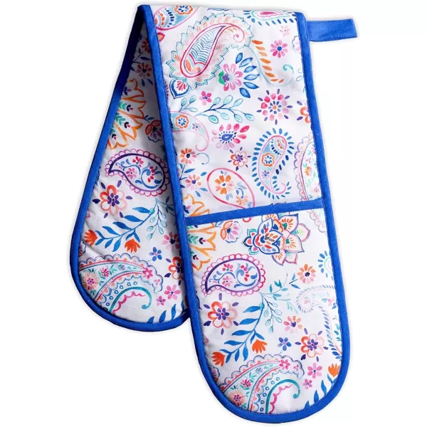imageMaison d Hermine Double Oven Gloves 100 Cotton Double Oven Mitt Heat Resistant BBQ Cooking Gloves with Loop Grilling Handling Hot Pans Colmar  SpringSummer 7quotx35quot48  Indian Floral