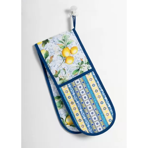 imageMaison d Hermine Double Oven Gloves 100 Cotton Double Oven Mitt Heat Resistant BBQ Cooking Gloves with Loop Grilling Handling Hot Pans Colmar  SpringSummer 7quotx35quotCitrus