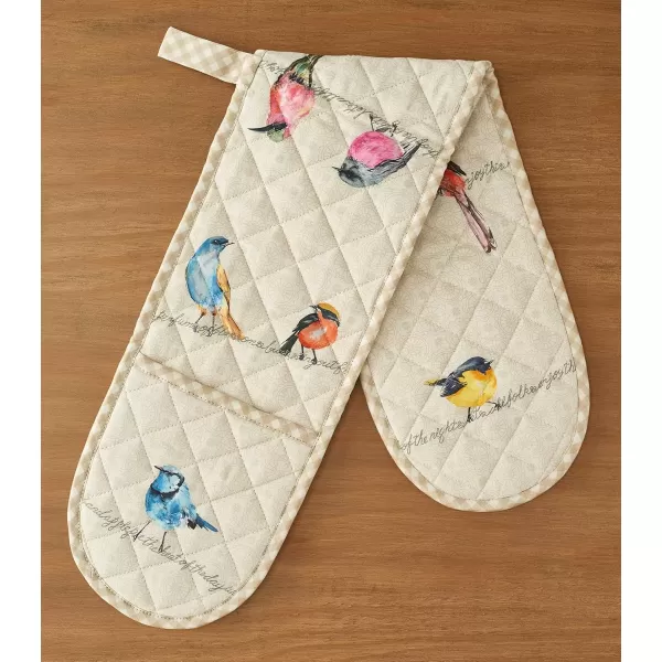 imageMaison d Hermine Double Oven Gloves 100 Cotton Double Oven Mitt Heat Resistant BBQ Cooking Gloves with Loop Grilling Handling Hot Pans Colmar  SpringSummer 7quotx35quot1  Birdies on Wire