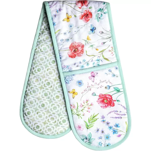 imageMaison d Hermine Double Oven Gloves 100 Cotton Double Oven Mitt Heat Resistant BBQ Cooking Gloves with Loop Grilling Handling Hot Pans Colmar  SpringSummer 7quotx35quot14  Just Floral