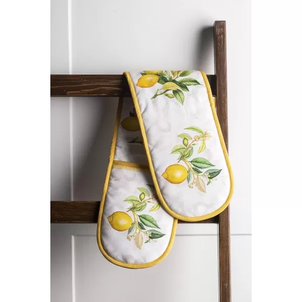 imageMaison d Hermine Double Oven Gloves 100 Cotton Double Oven Mitt Heat Resistant BBQ Cooking Gloves with Loop Grilling Handling Hot Pans Colmar  SpringSummer 7quotx35quot3  Limoncello
