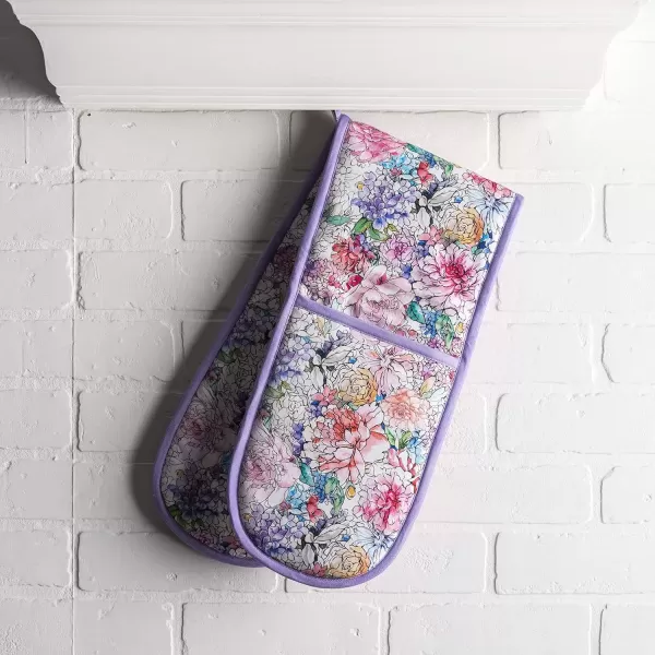 imageMaison d Hermine Double Oven Gloves 100 Cotton Double Oven Mitt Heat Resistant BBQ Cooking Gloves with Loop Grilling Handling Hot Pans Colmar  SpringSummer 7quotx35quot36  Floral Love