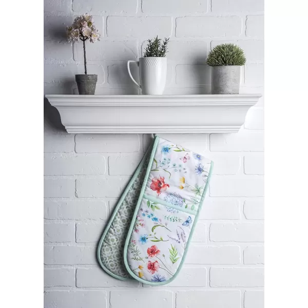 imageMaison d Hermine Double Oven Gloves 100 Cotton Double Oven Mitt Heat Resistant BBQ Cooking Gloves with Loop Grilling Handling Hot Pans Colmar  SpringSummer 7quotx35quot14  Just Floral