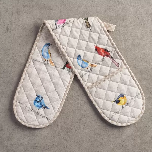 imageMaison d Hermine Double Oven Gloves 100 Cotton Double Oven Mitt Heat Resistant BBQ Cooking Gloves with Loop Grilling Handling Hot Pans Colmar  SpringSummer 7quotx35quot1  Birdies on Wire